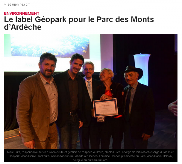 remise du label pour les Monts d'Ardèche au Canada